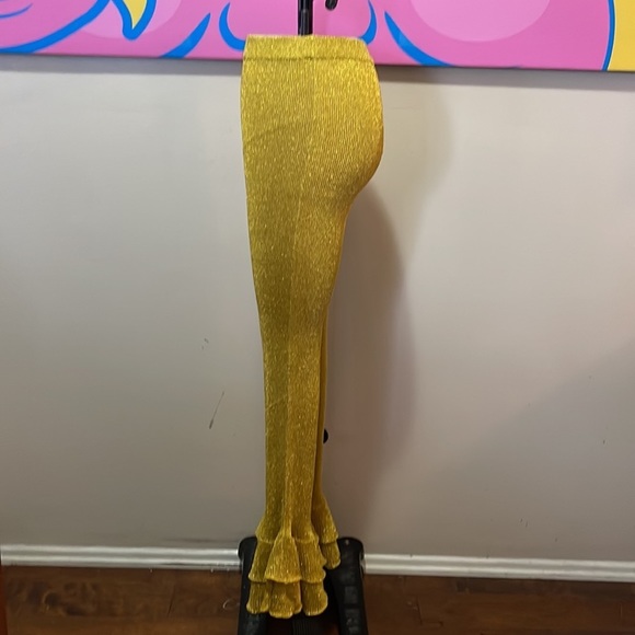 Moschino Couture Yellow Gold Knit Ruffle Hem Pants Clown Collection - Picture 7 of 11